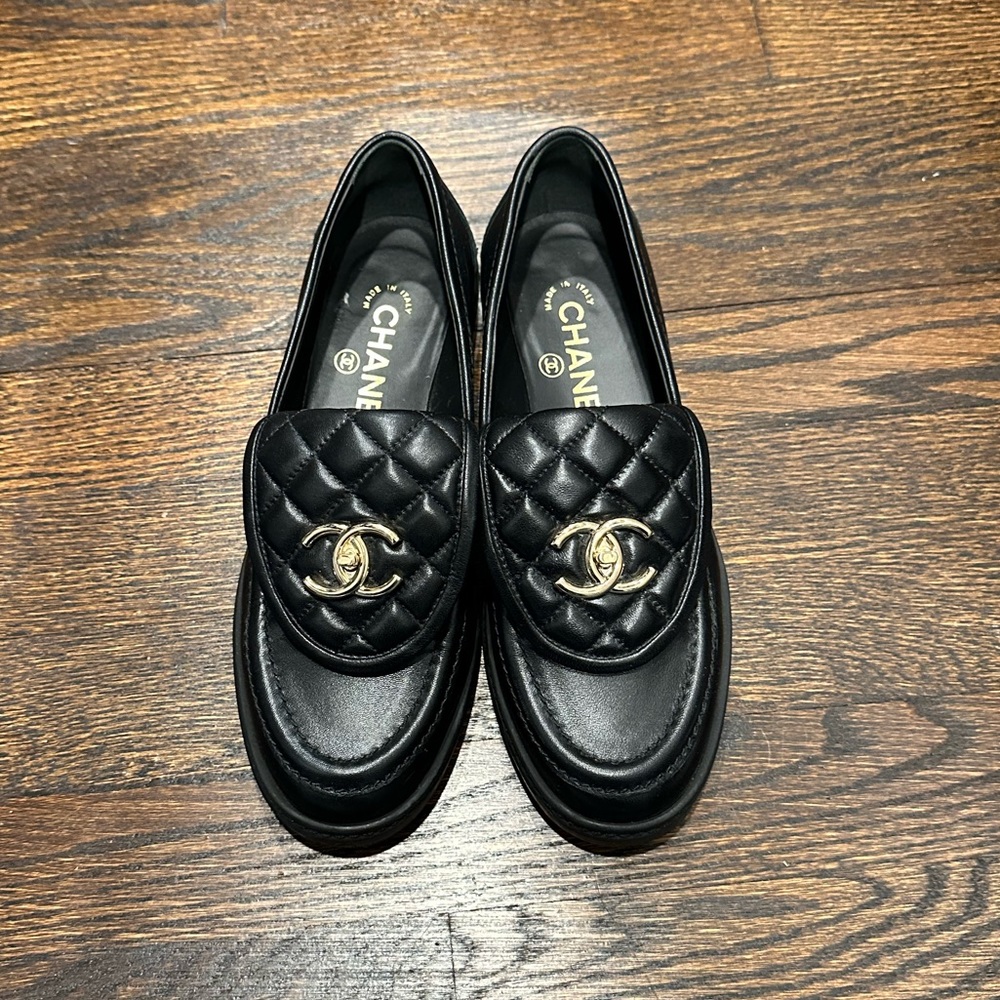 Chanel Quilted Turnlock Loafers - size 37